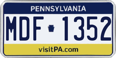 PA license plate MDF1352