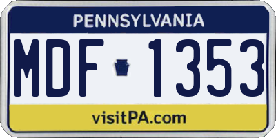 PA license plate MDF1353