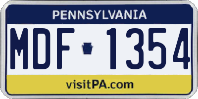 PA license plate MDF1354