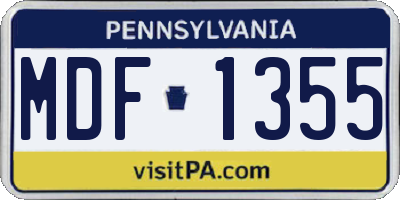 PA license plate MDF1355