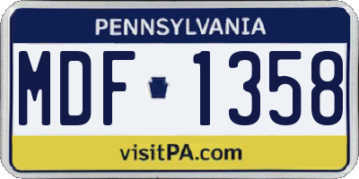 PA license plate MDF1358