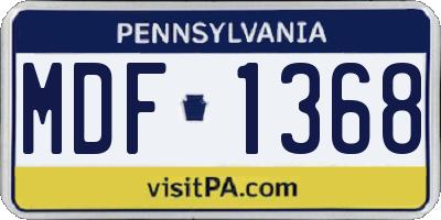 PA license plate MDF1368
