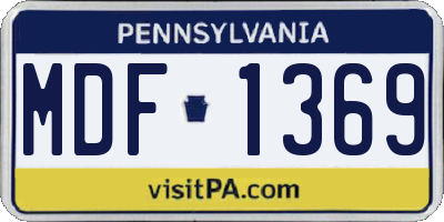 PA license plate MDF1369