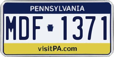 PA license plate MDF1371