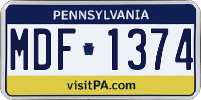 PA license plate MDF1374
