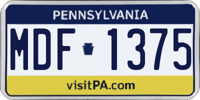 PA license plate MDF1375