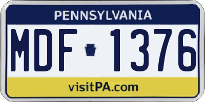 PA license plate MDF1376