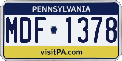 PA license plate MDF1378