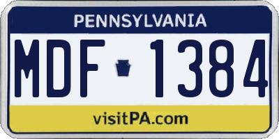 PA license plate MDF1384