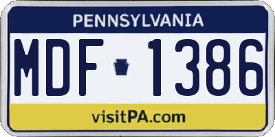 PA license plate MDF1386