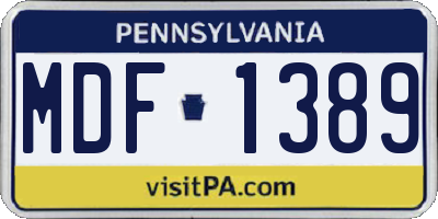 PA license plate MDF1389