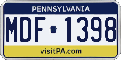 PA license plate MDF1398