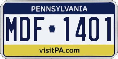 PA license plate MDF1401