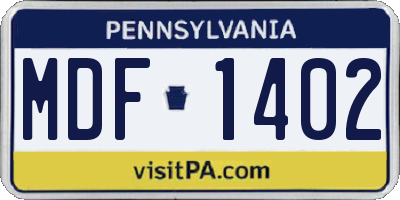 PA license plate MDF1402