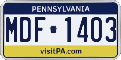 PA license plate MDF1403