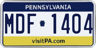 PA license plate MDF1404