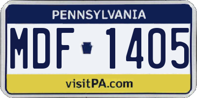PA license plate MDF1405