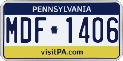 PA license plate MDF1406