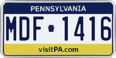PA license plate MDF1416