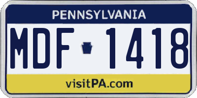 PA license plate MDF1418