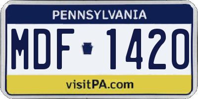 PA license plate MDF1420