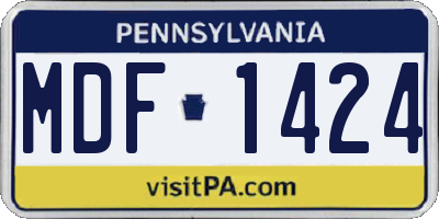 PA license plate MDF1424