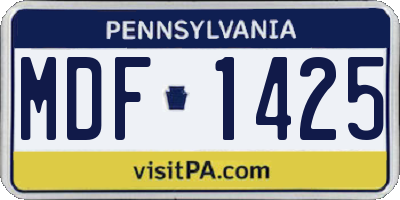 PA license plate MDF1425
