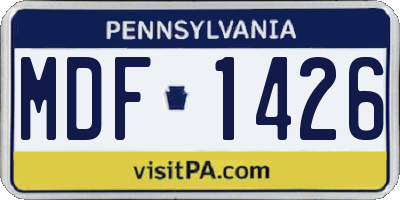 PA license plate MDF1426