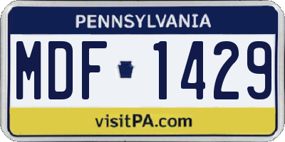 PA license plate MDF1429