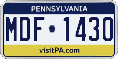 PA license plate MDF1430