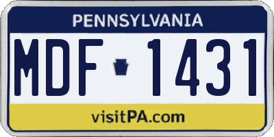 PA license plate MDF1431