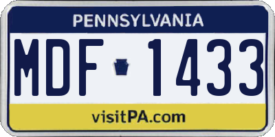PA license plate MDF1433