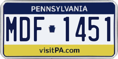PA license plate MDF1451