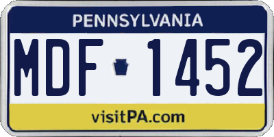PA license plate MDF1452