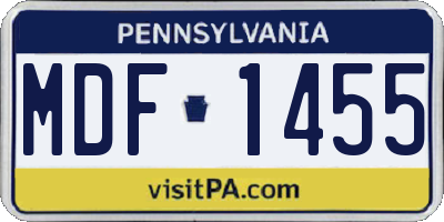 PA license plate MDF1455