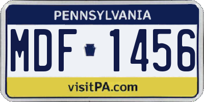 PA license plate MDF1456