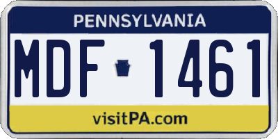 PA license plate MDF1461