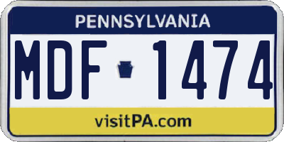 PA license plate MDF1474