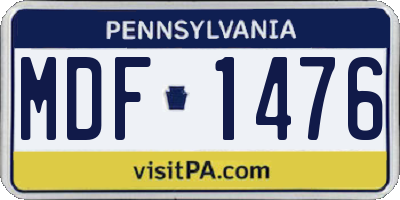 PA license plate MDF1476