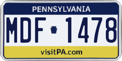 PA license plate MDF1478