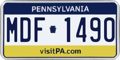 PA license plate MDF1490