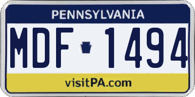 PA license plate MDF1494