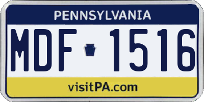 PA license plate MDF1516
