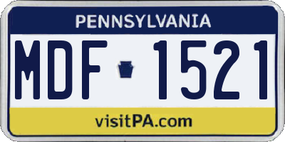 PA license plate MDF1521