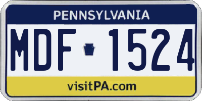 PA license plate MDF1524