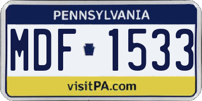 PA license plate MDF1533