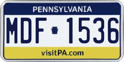 PA license plate MDF1536