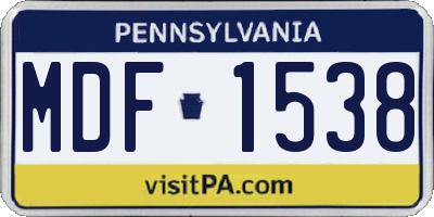 PA license plate MDF1538