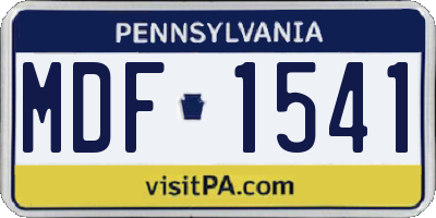 PA license plate MDF1541