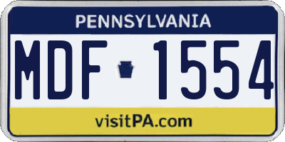PA license plate MDF1554